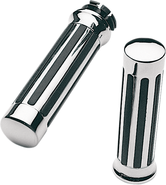 PRO-ONE PERF.MFG. Custom Chrome Rail Style Rubber Grips - Ribs - Honda - Chrome 870210