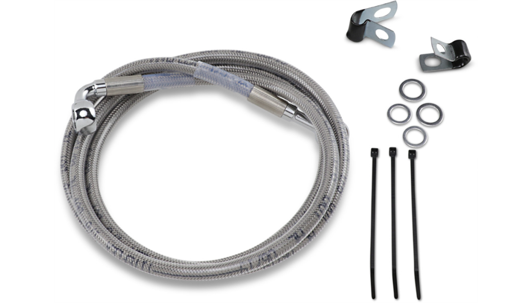 DRAG SPECIALTIES Brake Line - Front - +6" - Harley-Davidson 1984-2005 - Stainless Steel 640115-6