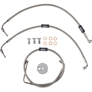 LA CHOPPERS Brake Lines - 12" - 14" Ape Hanger Handlebars - w/o ABS - Stainless Steel - FXDF '08-'17 - LA-8230B13