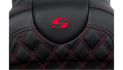 SADDLEMEN Roadsofa Seat - with Backrest - Red Stitch - FL '08-'23 A808-07R-182RED - PartsOutlet.com.au