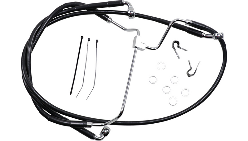 DRAG SPECIALTIES Brake Line - Front - Black - +10" - FL '14-'19 - 614085-10BLK