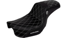 SADDLEMEN Pro Series SDC Performance Seat - Carbon Fiber/Lumbar Gripper - White Stitch - Dyna '06-'17 - SC80604WHI - PartsOutlet.com.au