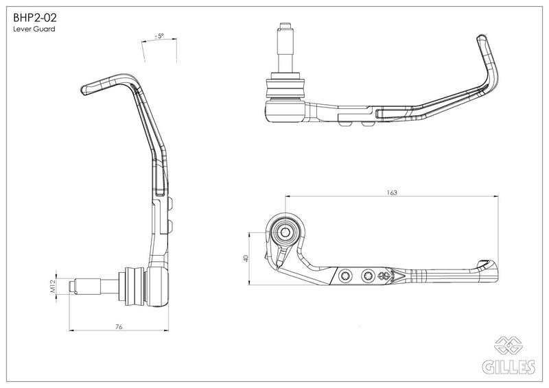 GILLES TOOLING Carbon Lever Guard - Brake - Universal - Black - BMW/Kawasaki/Yamaha - BHP2-02-BD