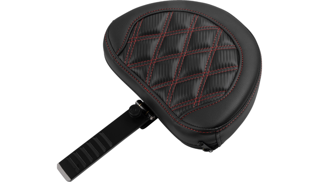 SADDLEMEN RoadSofa Seat - with Backrest - Carbon Fiber - Lattice Stitch - Red Stitch - FLTR/FLHX '23-'24 - 823-07-206B4