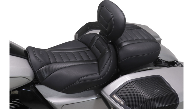 MUSTANG Deluxe Passenger Seat - Wide - Gunmetal Stitch - FLT/FLH '23-'25 - 88420GM