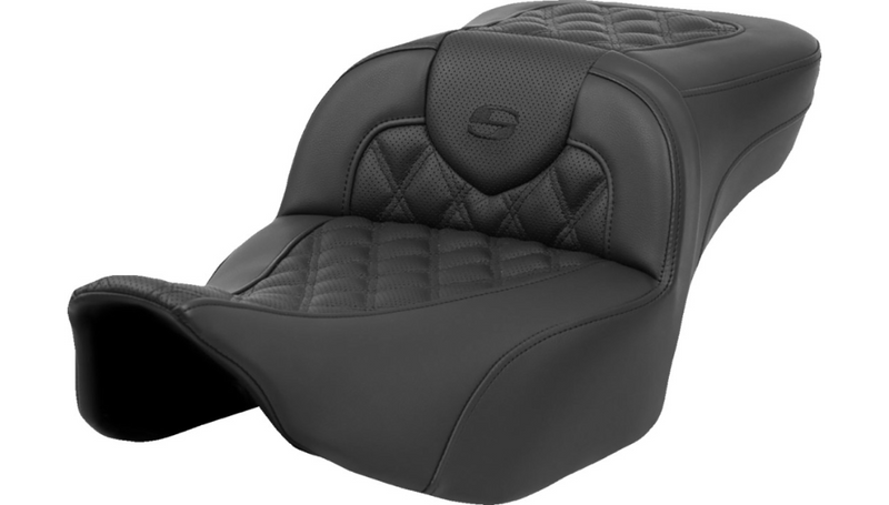 SADDLEMEN Heated RoadSofa Seat - Extended Reach - Lattice Stitch - w/o Backrest - FLT/FLH '23-'25 - 823-07-184A0