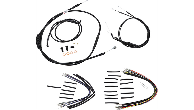 BURLY BRAND Cable Kit - Jail Bar - 14" Handlebars - Harley-Davidson '07-'11 - Black Vinyl B30-1148