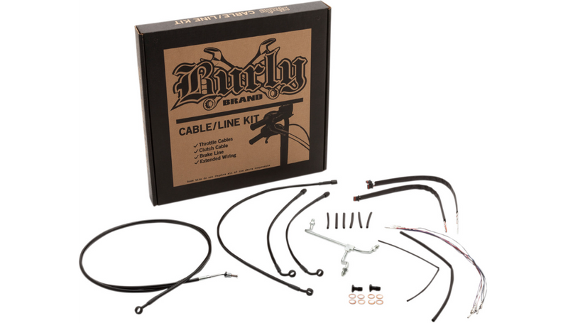 BURLY BRAND Handlebar Cable/Brake Line Kit - Complete - 16" Ape Hanger Handlebars - Stainless Steel - Road Glide '15-'16 - B30-1162