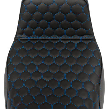 SADDLEMEN Step-Up Seat - Honeycomb - Extended Reach - Blue Stitching - FL '08-'25 - 808-07B-17801