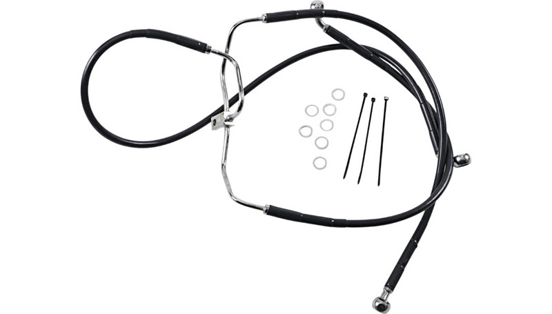 DRAG SPECIALTIES Brake Line - Front - Black - +8" - FXDF '08-'17 - 660325-8BLK