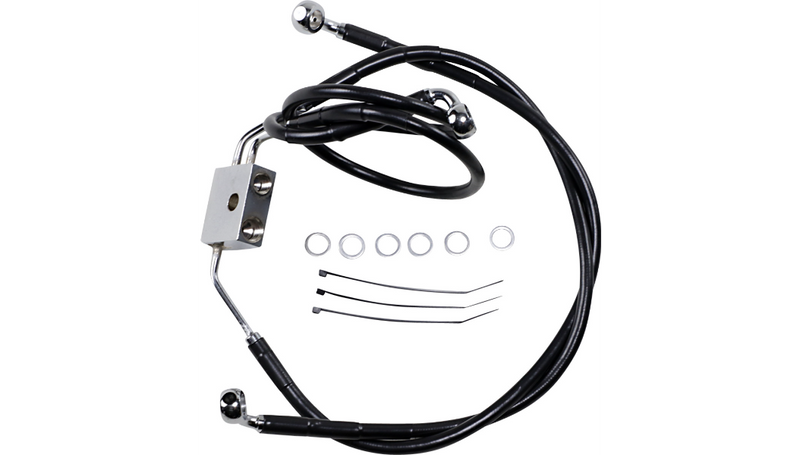 DRAG SPECIALTIES Brake Line - Front - Black - +8" - FXDF '12-'17 - 612137-8BLK