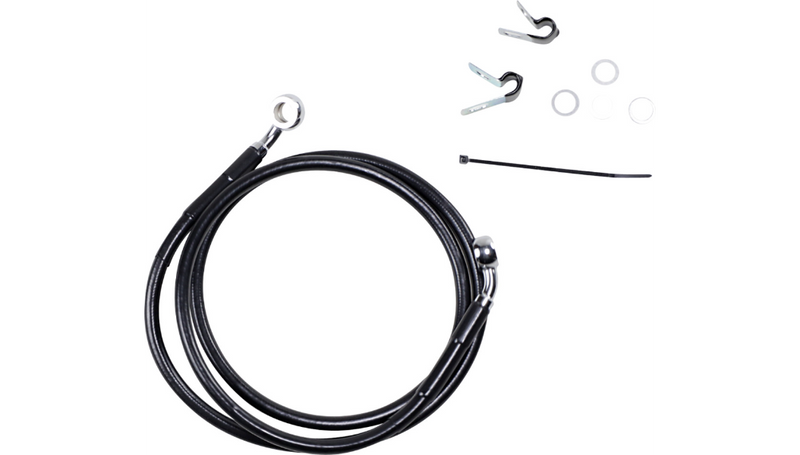 DRAG SPECIALTIES Brake Line - Front - Black - +8" - XL '04-'12 - 660310-8BLK