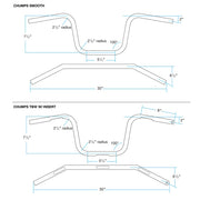 BILTWELL Handlebar - Chump - TBW - Black - TBW W/ INSERT - 6005-2017 - PartsOutlet.com.au