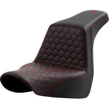 SADDLEMEN Step-Up Seat - Honeycomb - Red Stitching - FLSB/FXLR '18-'25 - 818-29-17704