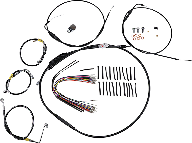 BURLY BRAND Control Kit - Early Touring Bikes - 13" Bagger Bar Handlebars - Harley-Davidson '00-'06 - Black B30-1290