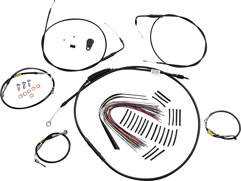 BURLY BRAND Control Kit - Early Touring Bikes - 15" Bagger Bar Handlebars - Black - Harley-Davidson '00-'06 - B30-1291