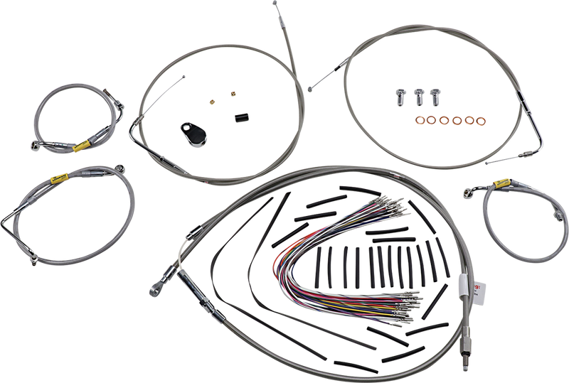 BURLY BRAND Control Kit - Early Touring Bikes - 13" Bagger Bar Handlebars - Stainless - Harley-Davidson '00-'06 - B30-1292