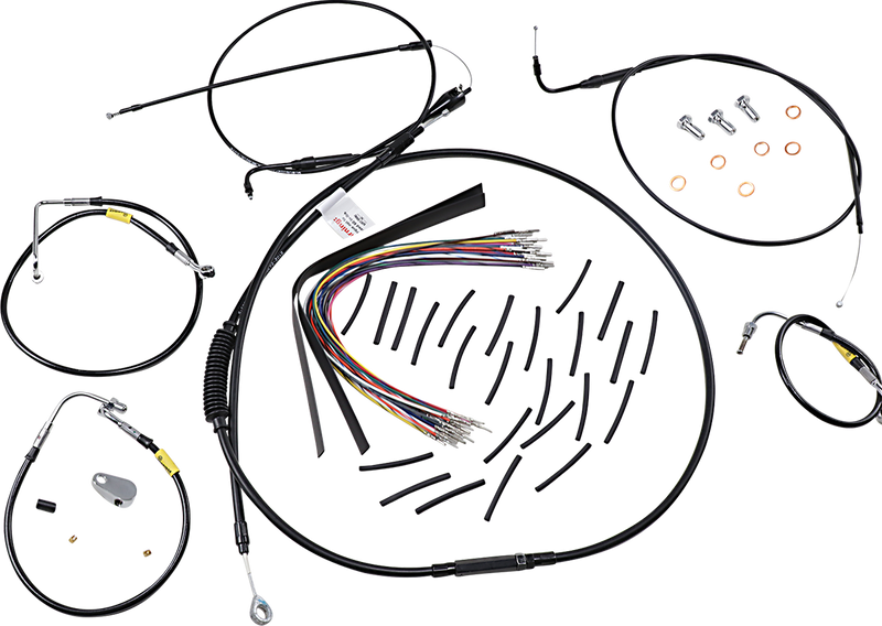 BURLY BRAND Control Kit - Early Touring Bikes - 15" Bagger Bar Handlebars - Black - Harley-Davidson '00-'06 - B30-1295