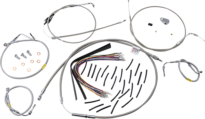 BURLY BRAND Control Kit - Early Touring Bikes - 13" Bagger Bar Handlebars - Stainless - Harley-Davidson '00-'06 - B30-1296