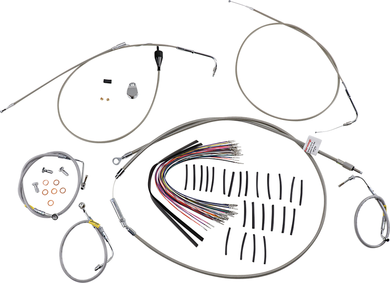 BURLY BRAND Control Kit - Early Touring Bikes - 15" Bagger Bar Handlebars - Stainless - Harley-Davidson '00-'06 - B30-1297