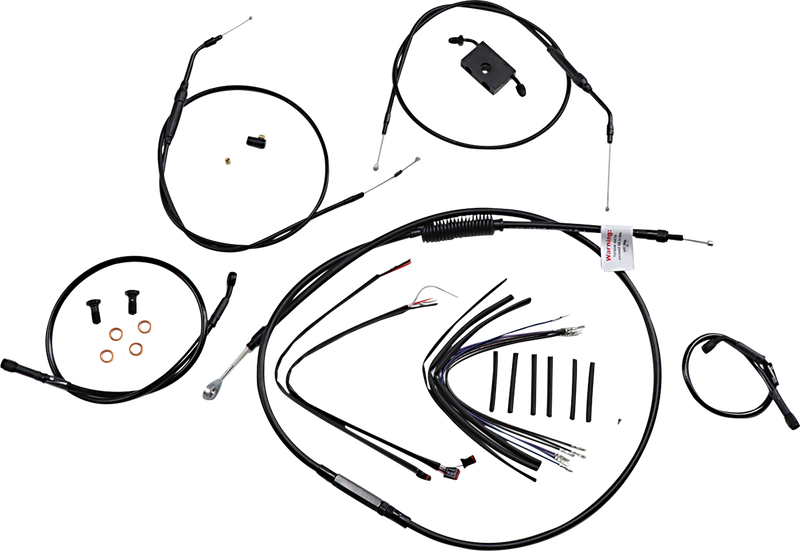 BURLY BRAND Handlebar Cable and Brake Line Kit - Extended - Sportsters '86-'22 - 14" Ape Hanger Handlebars - ABS B30-1230