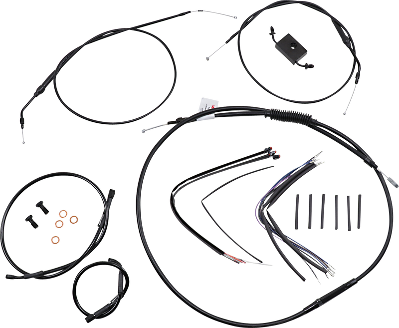 BURLY BRAND Handlebar Cable and Brake Line Kit - Extended - Sportsters - 16" Ape Hanger Handlebars - ABS - Harley-Davidson '86-'22 - B30-1231