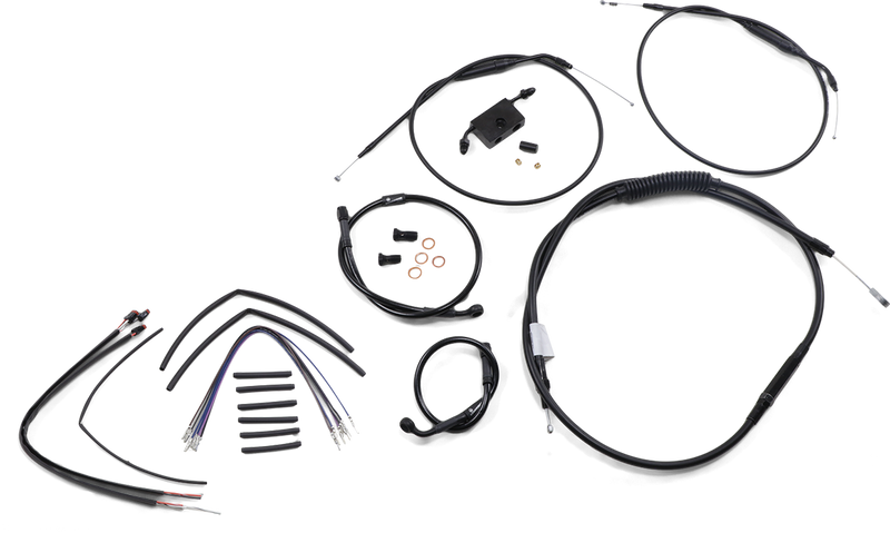 BURLY BRAND Handlebar Cable and Brake Line Kit - Extended - Sportsters - 12" T-Bar Handlebars - ABS - Harley-Davidson '86-'22 - B30-1266
