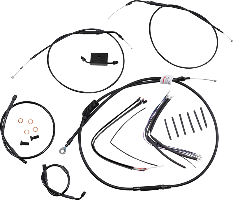BURLY BRAND Handlebar Cable and Brake Line Kit - Extended - Sportsters - 14" T-Bar Handlebars - ABS - Harley-Davidson '86-'22 - B30-1267