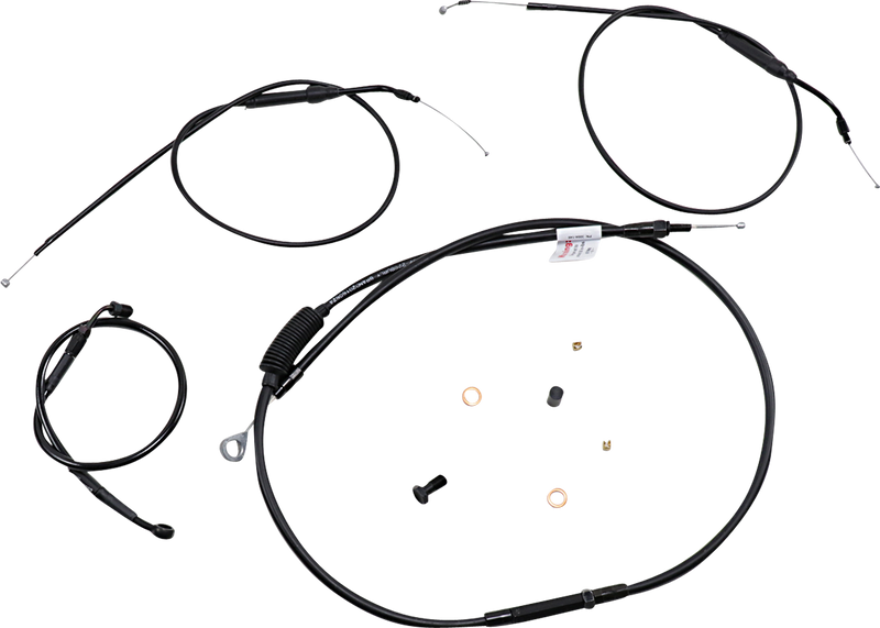 BURLY BRAND Handlebar Cable and Brake Line Kit - Extended - Sportsters - Tracker/Scrambler Handlebars 8" - ABS - Harley-Davidson '14-'20 - B30-1272