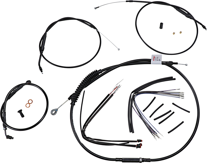 BURLY BRAND Handlebar Cable and Brake Line Kit - Extended - Sportsters - 12" T-Bar Handlebars - ABS - Harley-Davidson '14-'20 - B30-1268