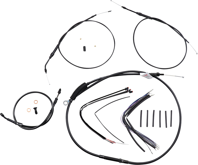 BURLY BRAND Handlebar Cable and Brake Line Kit - Extended - Sportsters - 14" T-Bar Handlebars - ABS - Harley-Davidson '14-'20 - B30-1269
