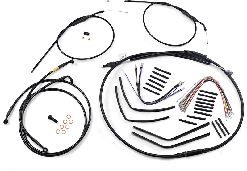 BURLY BRAND Cable Kit - Jail Bar - 12" Handlebars - Harley-Davidson '96-'05 - Black Vinyl B30-1190