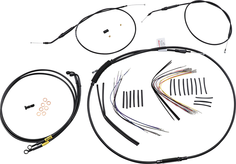 BURLY BRAND Cable Kit - Jail Bar - 14" Handlebars - Harley-Davidson '96-'05 - Black Vinyl B30-1191