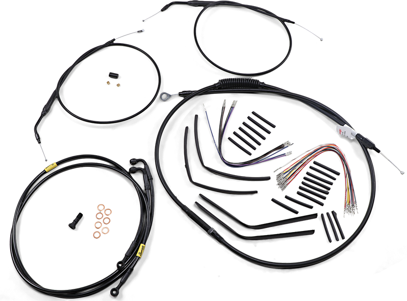 BURLY BRAND Cable Kit - Jail Bar - 12" Handlebars - Harley-Davidson '08-'11 - Black Vinyl B30-1195