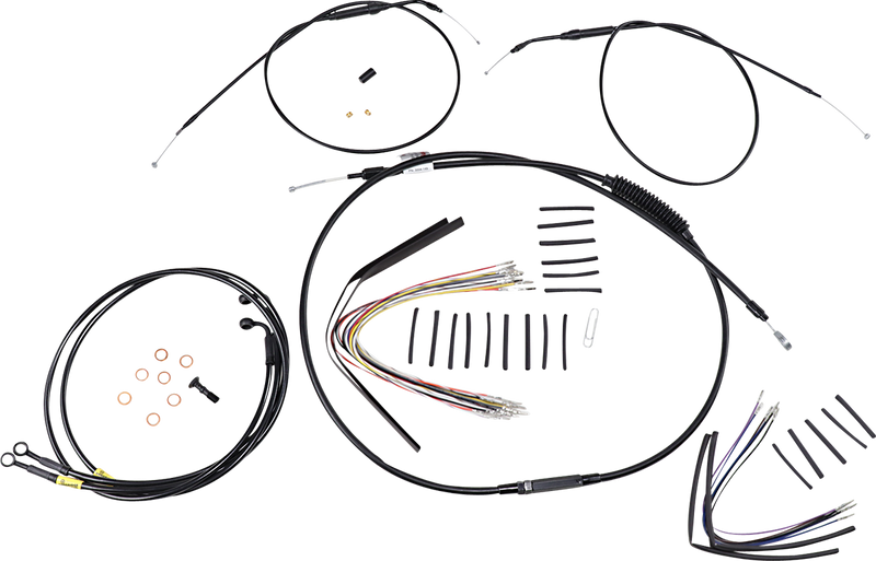 BURLY BRAND Cable Kit - Jail Bar - 14" Handlebars - Harley-Davidson '08-'11 - Black Vinyl B30-1196
