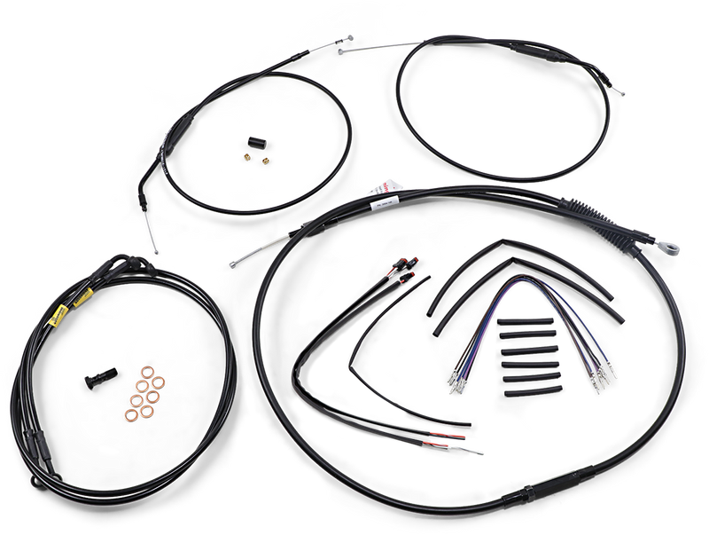 BURLY BRAND Cable Kit - Jail Bar - 12" Handlebars - Harley-Davidson '12-'17 - Black Vinyl B30-1200