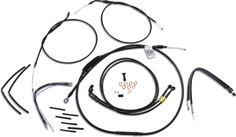 BURLY BRAND Cable Kit - Jail Bar - 14" Handlebars - Harley-Davidson '12-'17 - Black Vinyl B30-1201