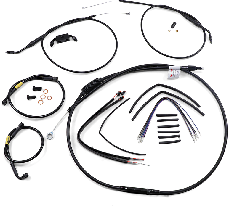BURLY BRAND Cable Kit - Jail Bar - 12" Handlebars - Harley-Davidson '12-'17 - Black Vinyl B30-1210