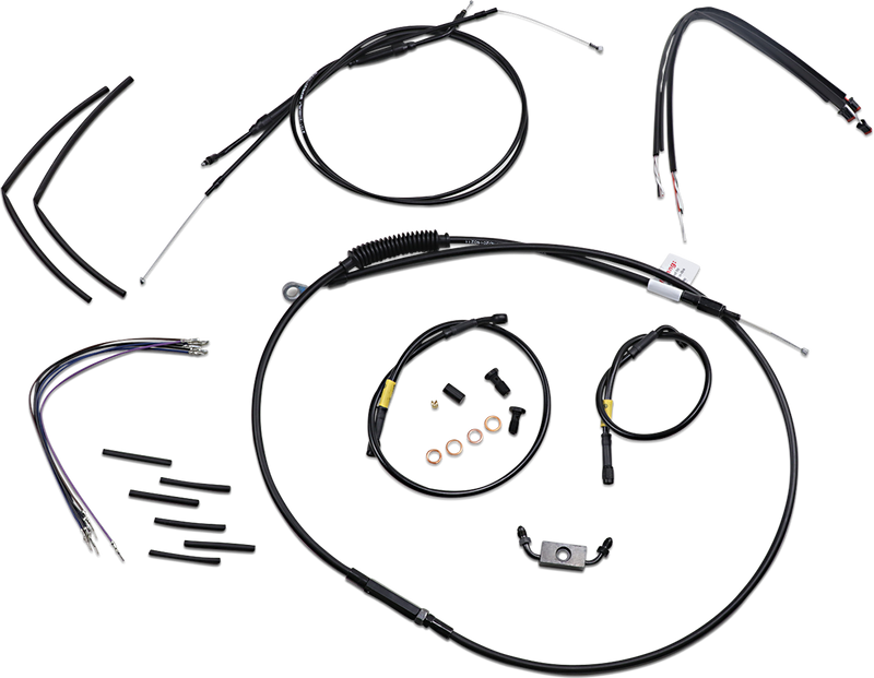 BURLY BRAND Cable Kit - Jail Bar - 14" Handlebars - Harley-Davidson '12-'17 - Black Vinyl B30-1211