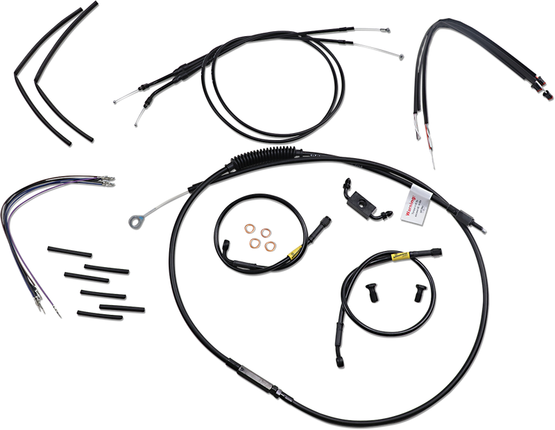 BURLY BRAND Cable Kit - Jail Bar - 12" Handlebars - Harley-Davidson '12-'17 - Black Vinyl B30-1212