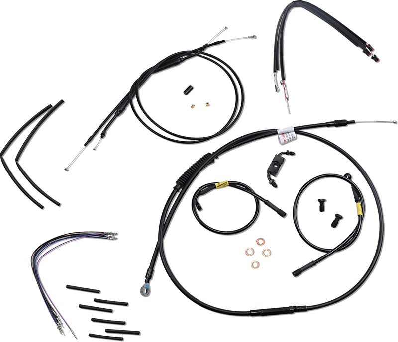 BURLY BRAND Cable Kit - Jail Bar - 14" Handlebars - Harley-Davidson '12-'17 - Black Vinyl B30-1213