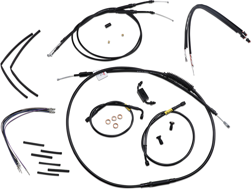 BURLY BRAND Handlebar Cable and Brake Line Kit - 12" Wide Glide Gorilla Handlebars - Harley-Davidson '12-'17 - B30-1214