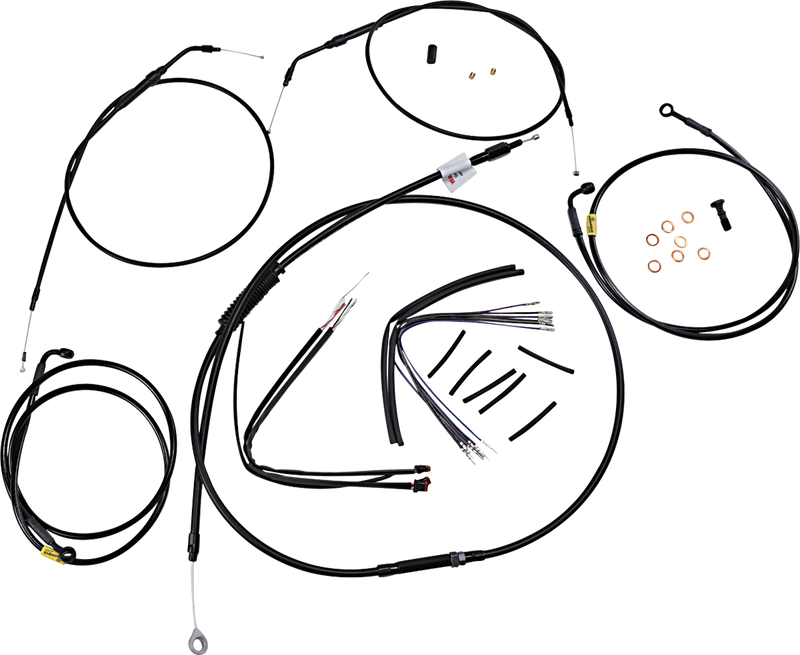BURLY BRAND Control Kit - 16" Ape Hanger Handlebars - Harley-Davidson '12-'17 - B30-1204