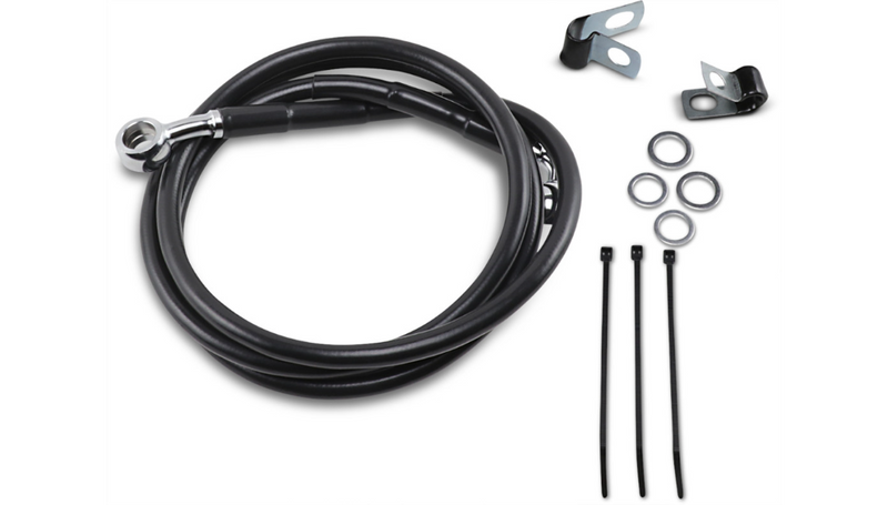 DRAG SPECIALTIES Brake Line - Front - Black - +8" - Harley-Davidson '88-'99 - 640113-8BLK