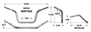 KHROME WERKS Handlebar - Heritage - Chrome 300330 - PartsOutlet.com.au