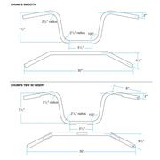 BILTWELL Handlebar - Chump - TBW - Chrome - TBW W/ INSERT - 6005-1057 - PartsOutlet.com.au