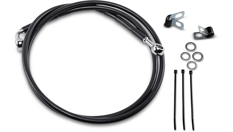 DRAG SPECIALTIES Brake Line - Front - Black - +8" - Harley-Davidson '84-'05 - 640115-8BLK