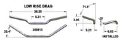 KHROME WERKS Handlebar - Low Rise Drag 300915 - PartsOutlet.com.au