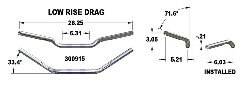 KHROME WERKS Handlebar - Low Rise Drag 300915 - PartsOutlet.com.au