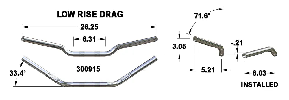 KHROME WERKS Handlebar - Low Rise Drag 300915